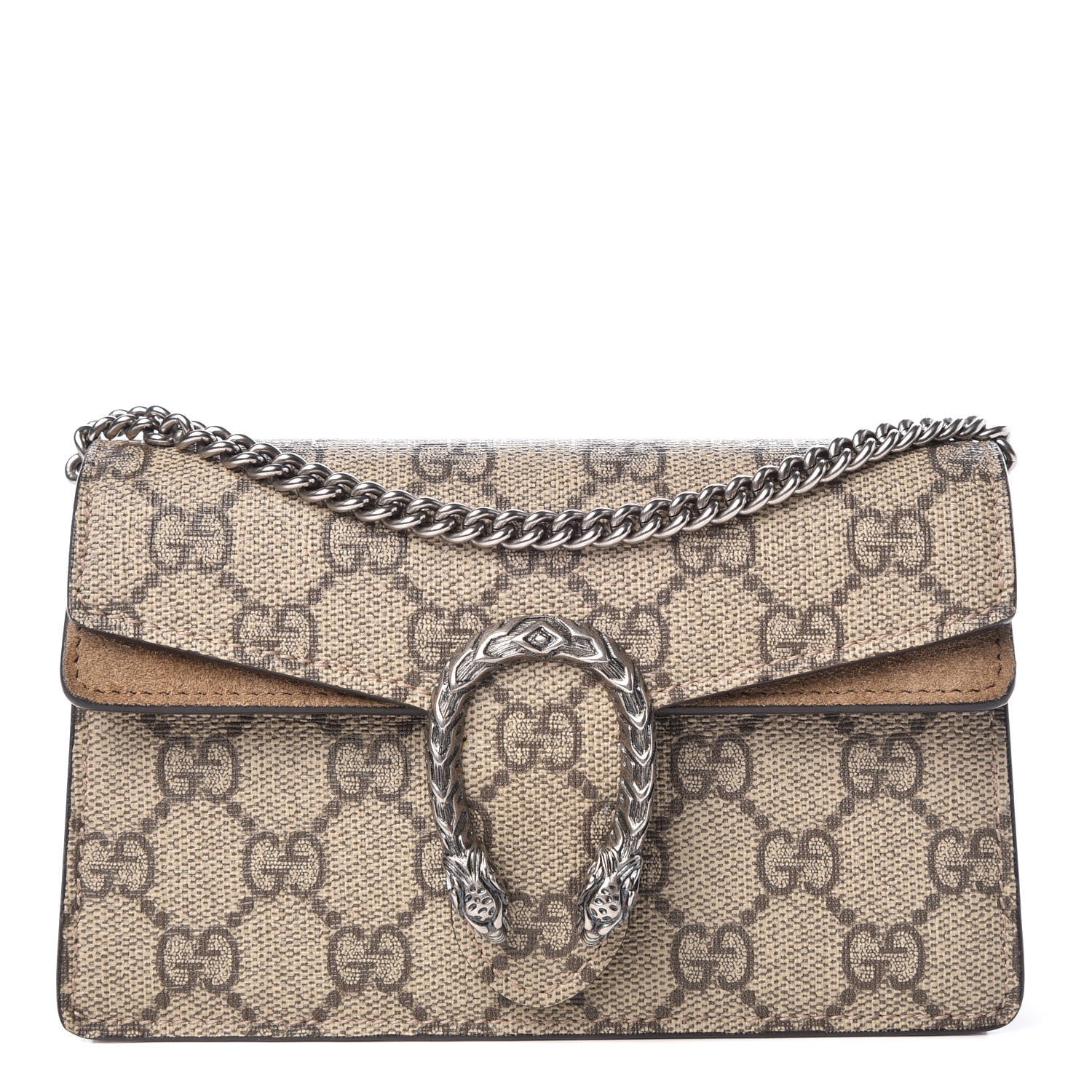 Gucci GG Supreme Monogram Super Mini Dionysus Shoulder Bag Taupe 1 of 8