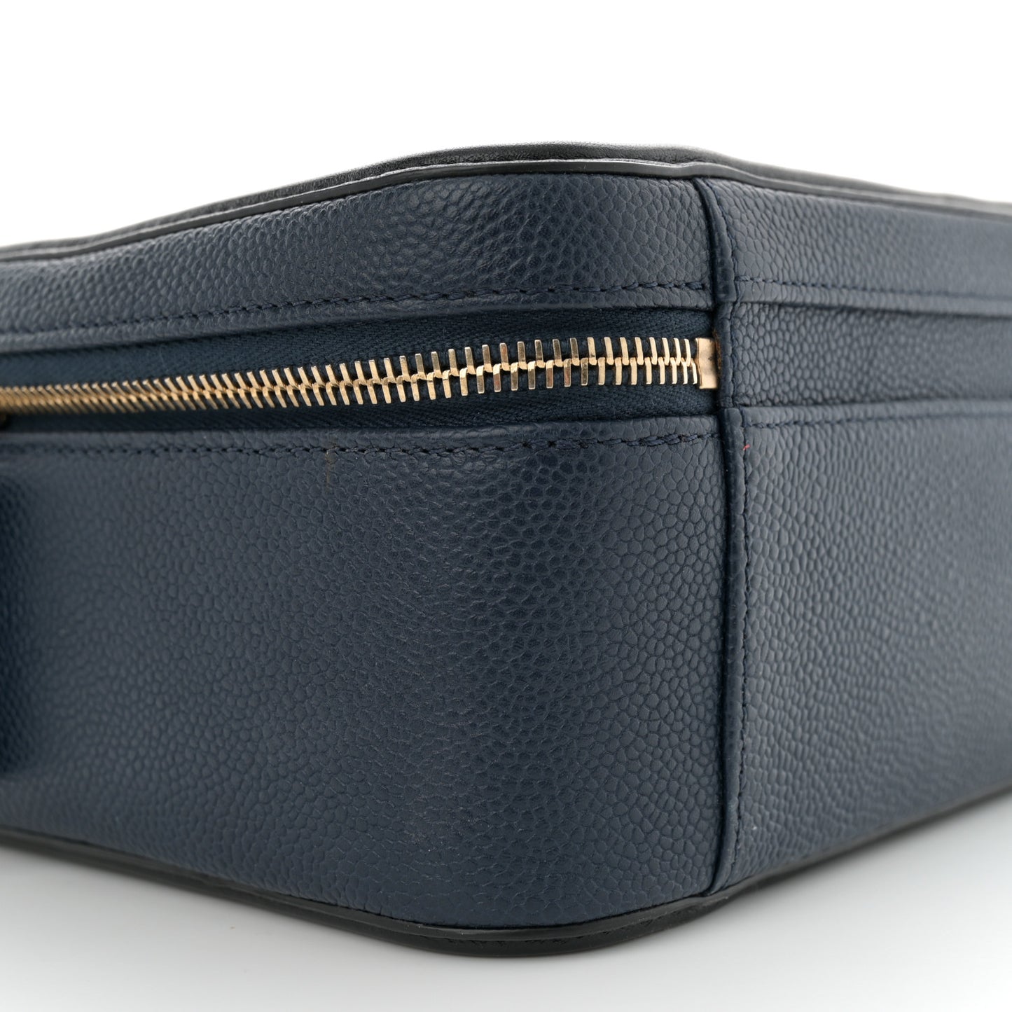 Caviar Quilted Large CC Filigree Vanity Case Navy Black