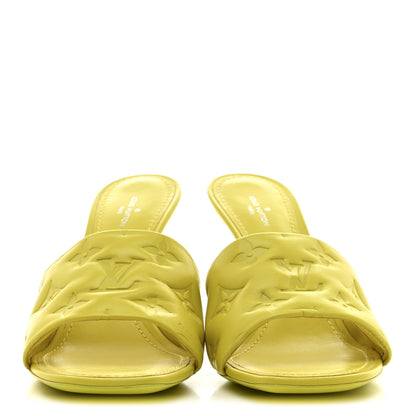 Louis Vuitton Lambskin Embossed Monogram Revival Mules 38 Neon Yellow 3 of 10