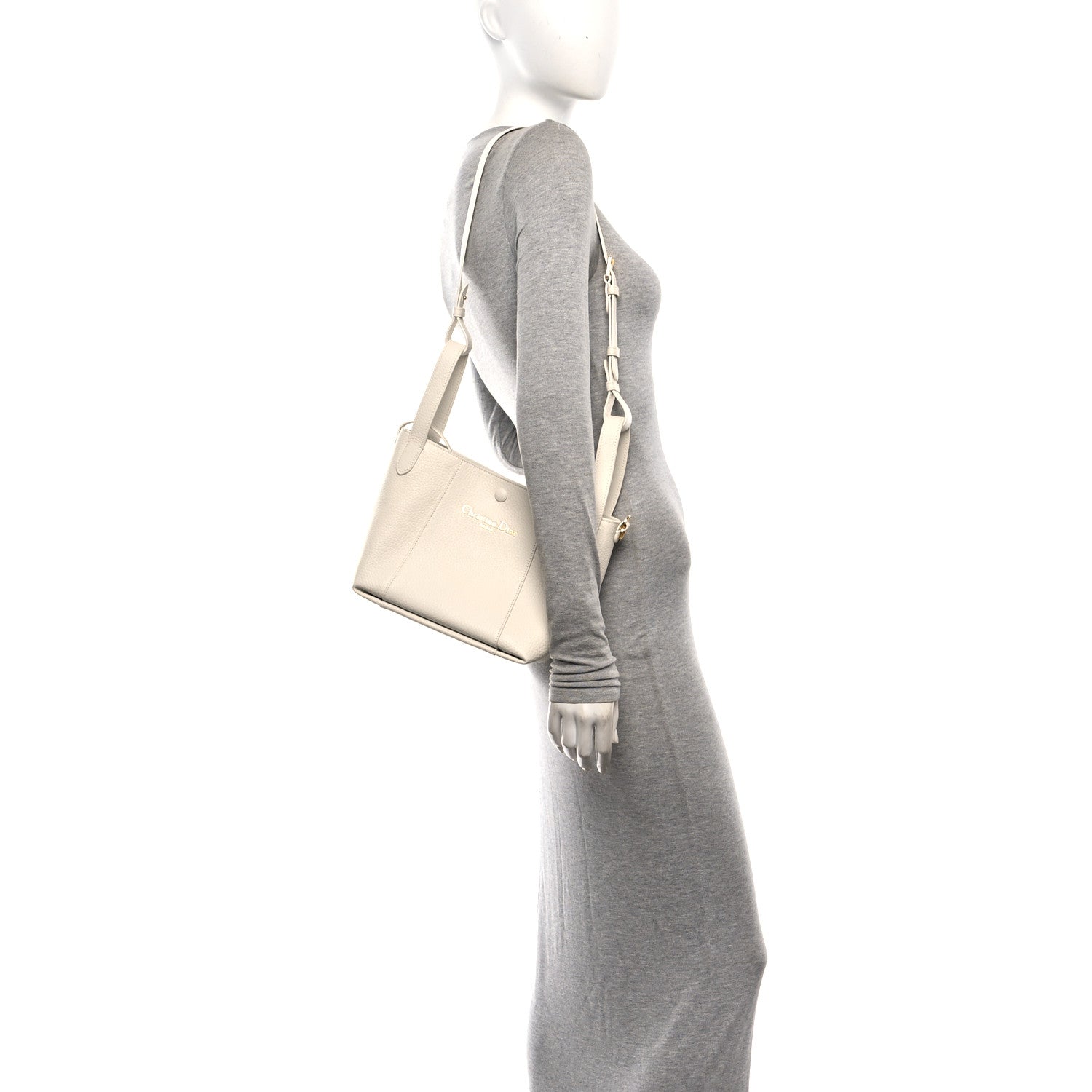 Christian Dior Calfskin Medium Signature Bucket Bag Latte 2 of 10