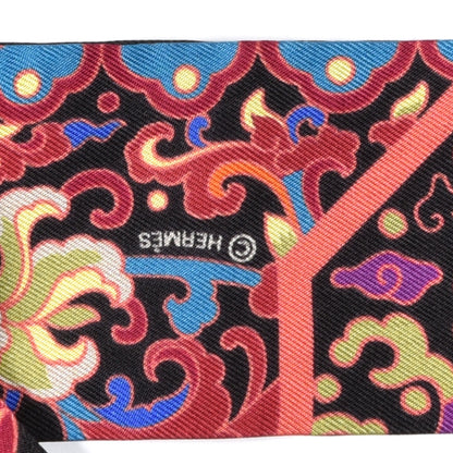 Hermes Silk Collections Imperiales Twilly Orange Fuchsia Black 4 of 5