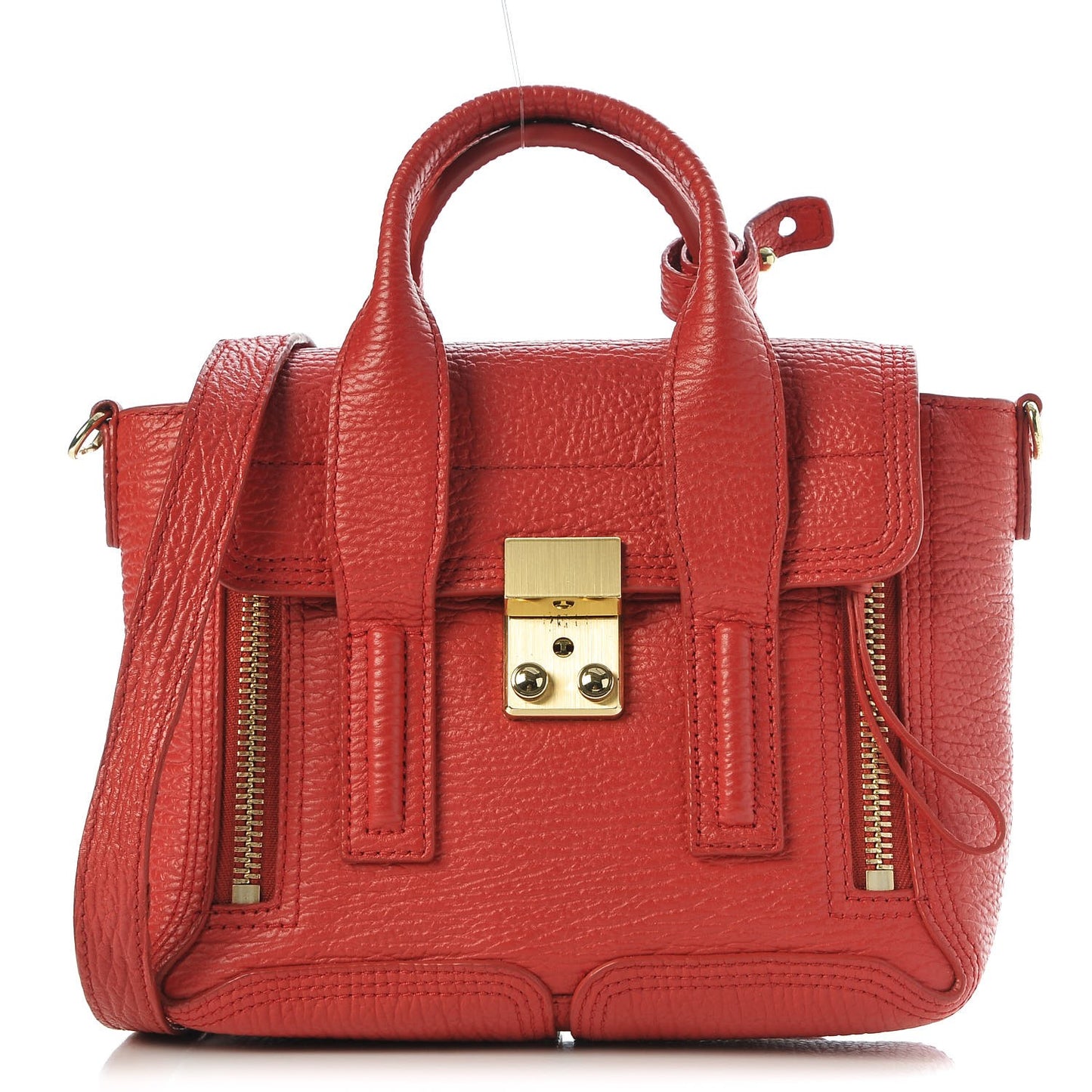 3.1 Textured Calfskin Mini Pashli Satchel Red