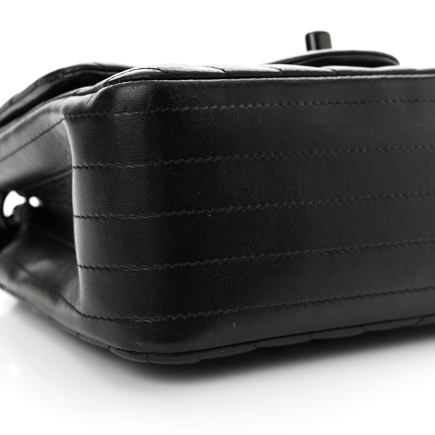 Lambskin Chevron Quilted Mini Square Flap So Black