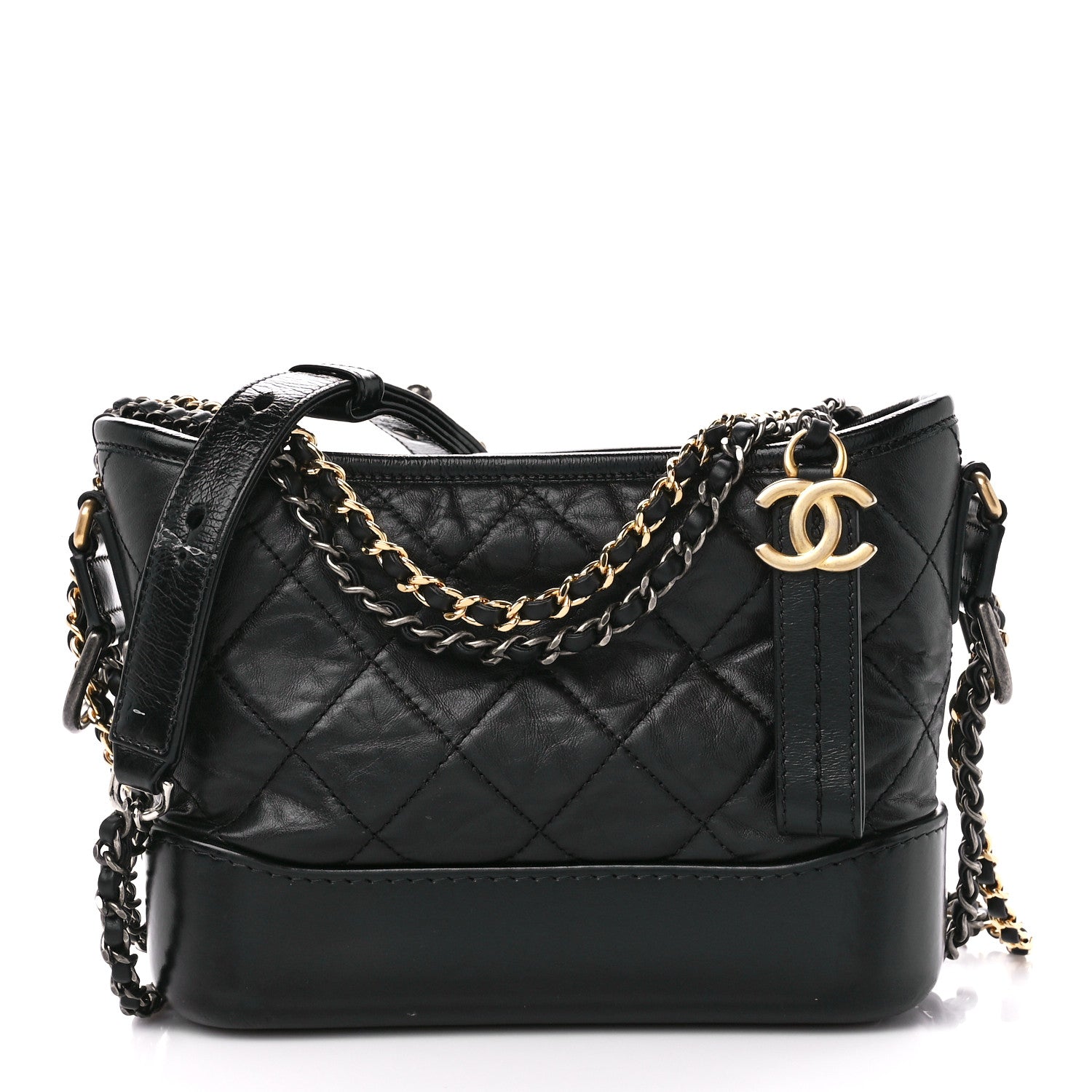 Chanel Aged Calfskin Quilted Small Gabrielle Hobo Black 1 of 12