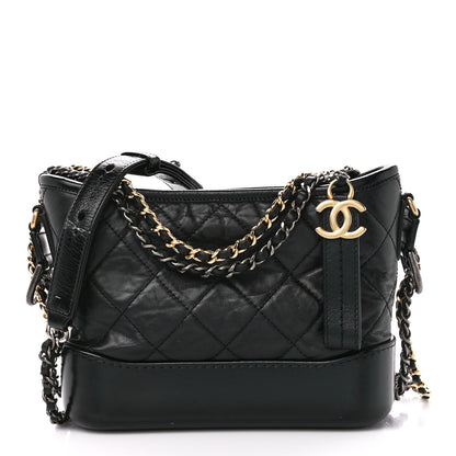 Chanel Aged Calfskin Quilted Small Gabrielle Hobo Black 1 of 12