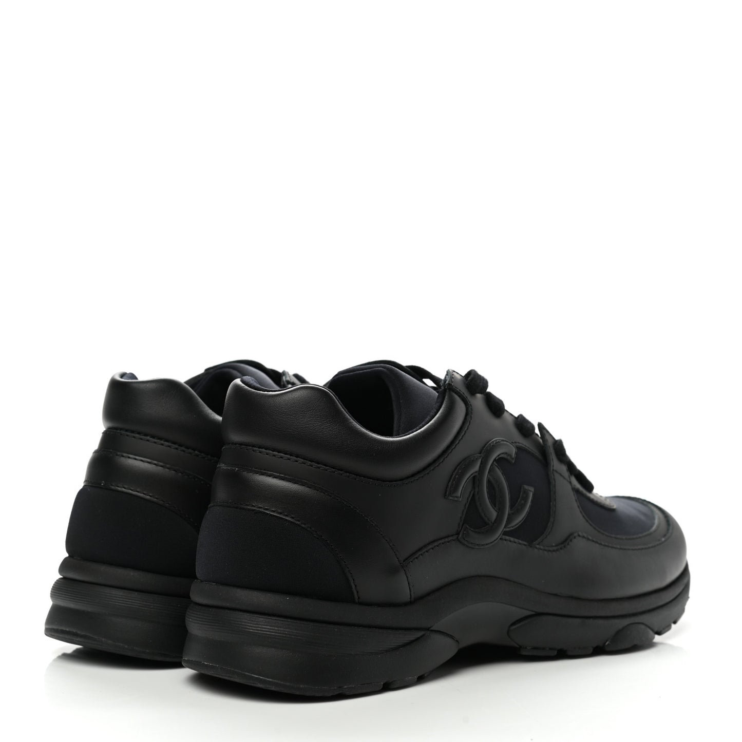 Lambskin Fabric CC Sneakers 39 Black