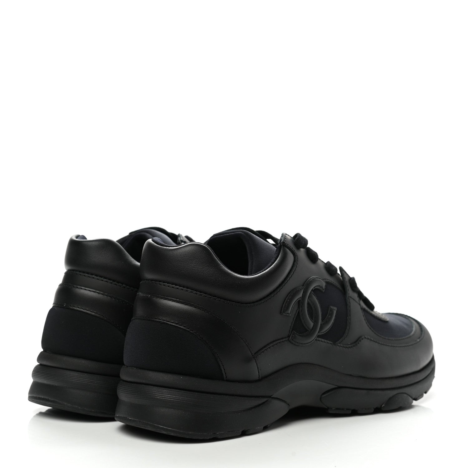 Chanel Lambskin Fabric CC Sneakers 39 Black 4 of 8