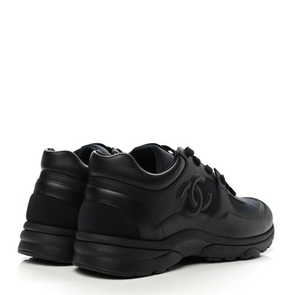 Chanel Lambskin Fabric CC Sneakers 39 Black 4 of 8