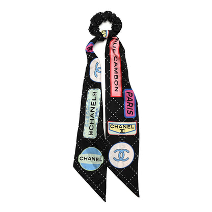 Chanel Silk CC Scrunchie and Scarf Hair Tie Set Black Multicolor 1 of 3