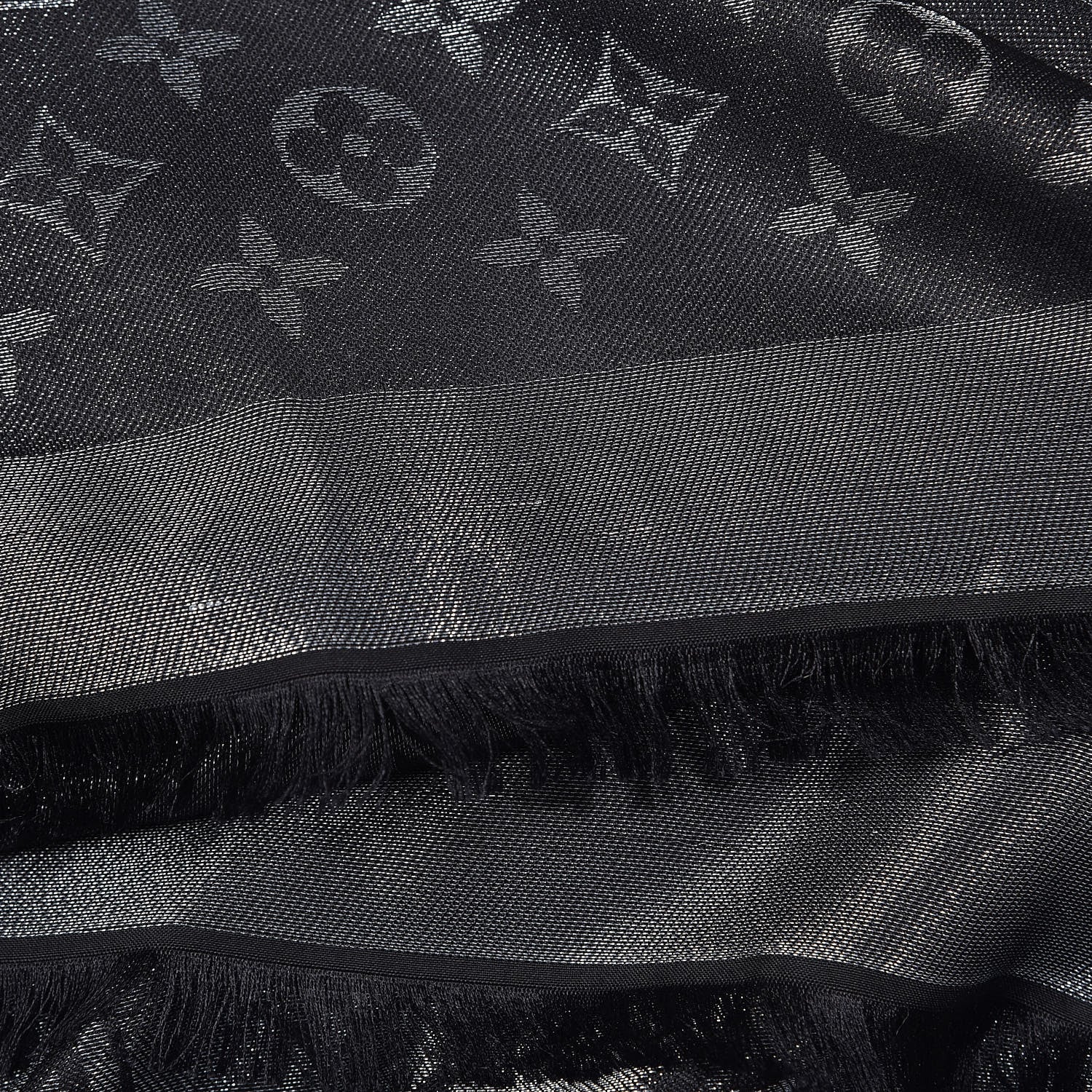 Louis Vuitton Silk Lurex Wool Monogram Shine Shawl Black 5 of 6