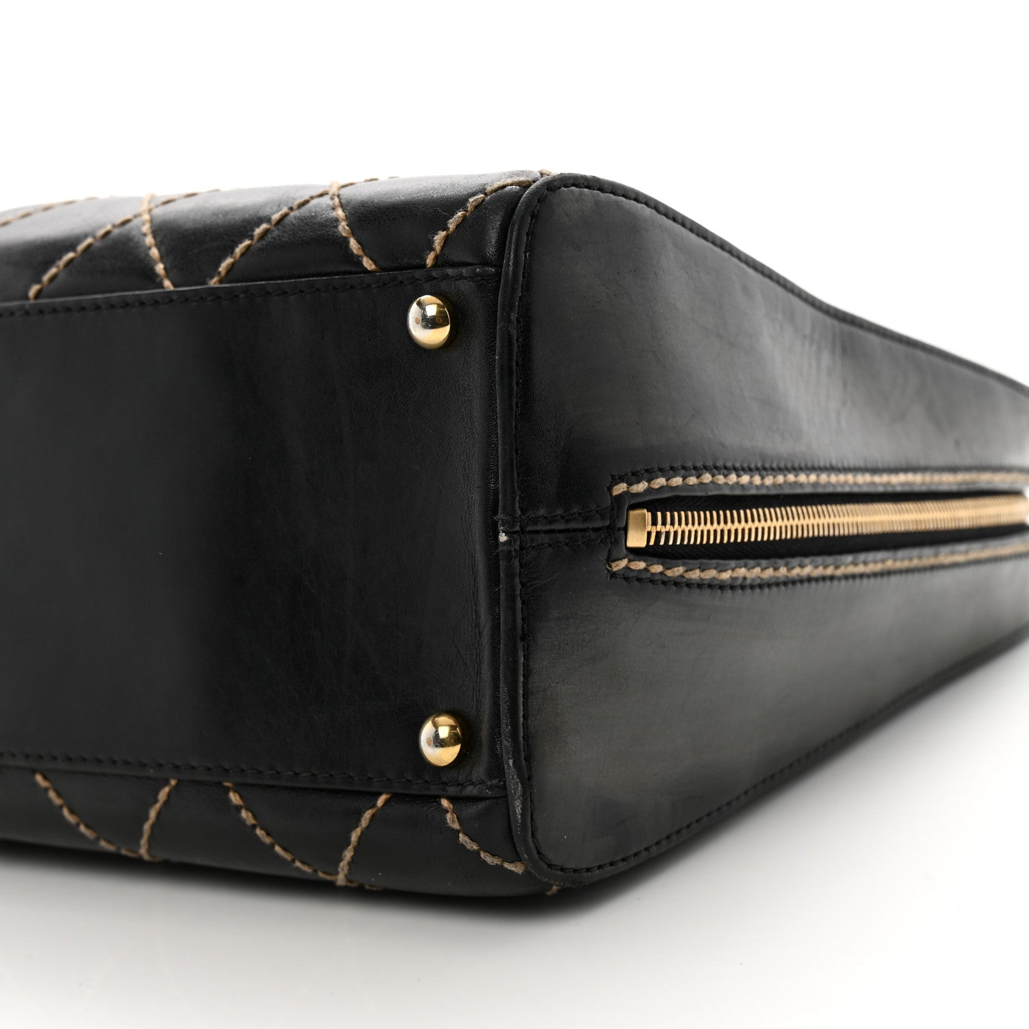 Chanel Calfskin Wild Stitch Vertical Top Handle Bag Black 9 of 9