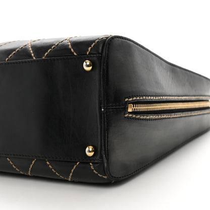 Chanel Calfskin Wild Stitch Vertical Top Handle Bag Black 9 of 9