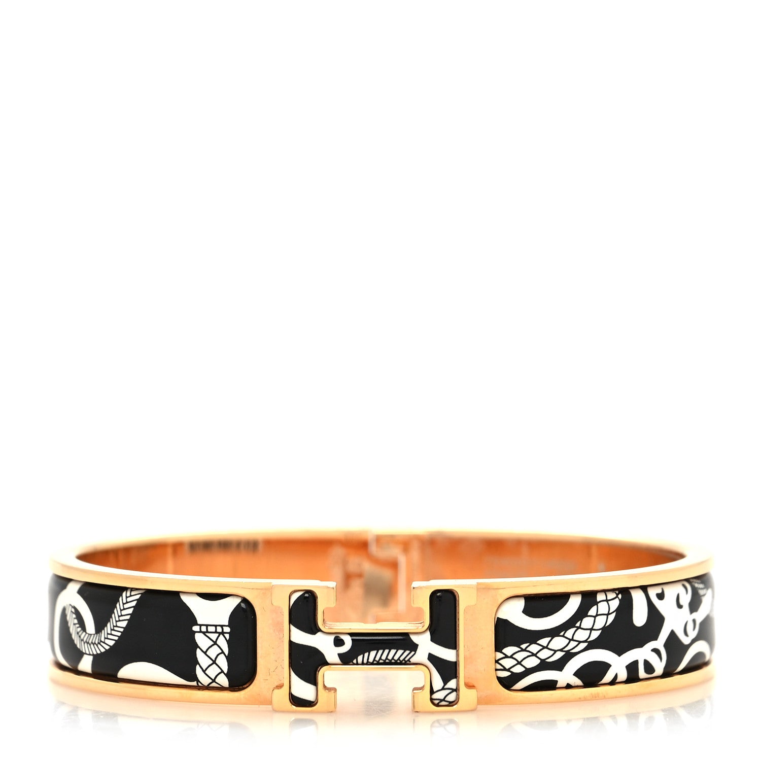 Hermes Enamel Printed Panoplie Equestre Narrow Clic Clac H Bracelet GM Positif Negatif 1 of 5