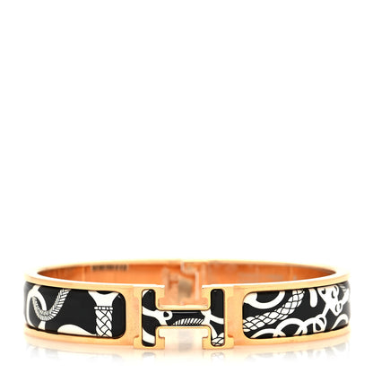 Hermes Enamel Printed Panoplie Equestre Narrow Clic Clac H Bracelet GM Positif Negatif 1 of 5