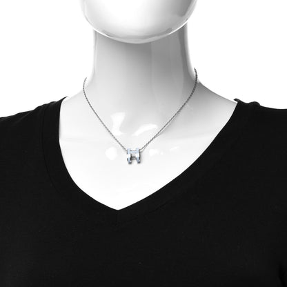 Hermes Lacquered Palladium Pop H Pendant Necklace Bleu Pastel 2 of 8
