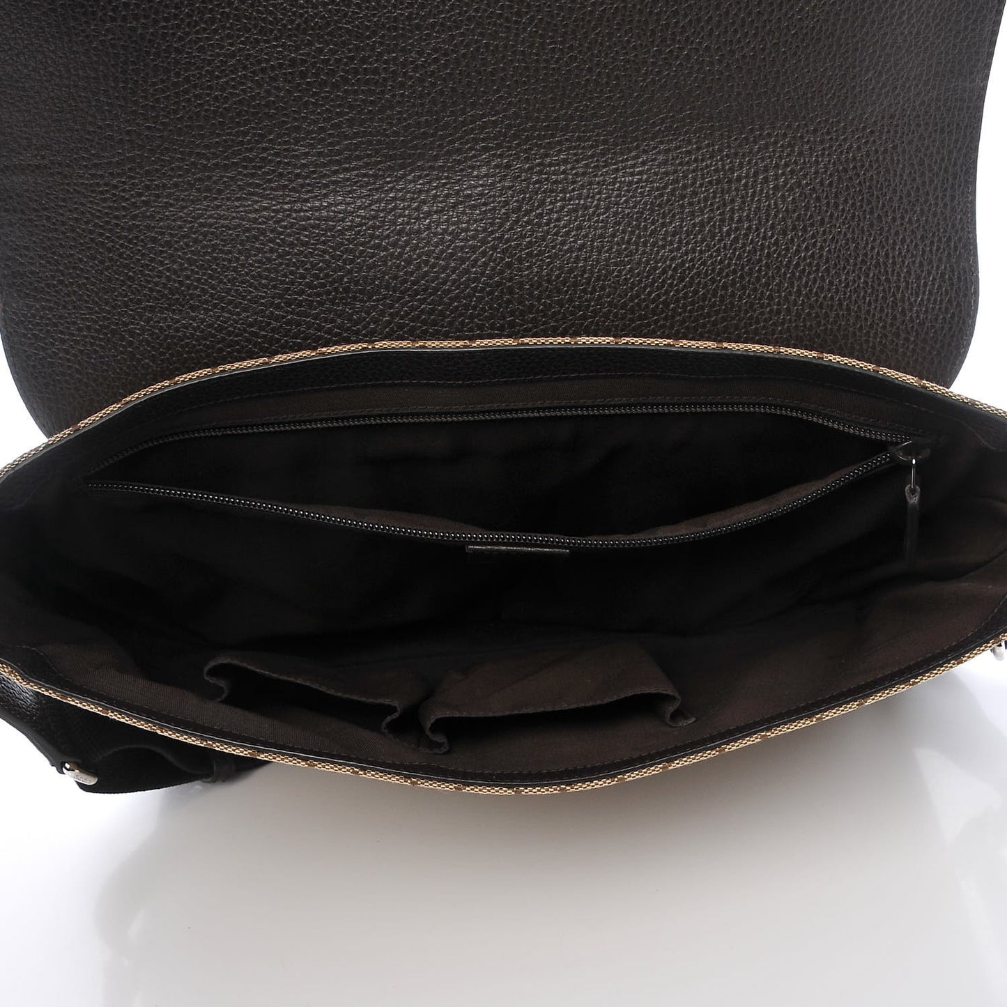 Monogram Large Flap Messenger Bag Beige Dark Brown
