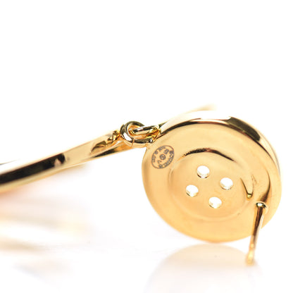 Chanel Metal Large Paris Button Earrings Gold 4 of 5