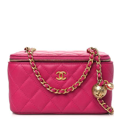 Chanel Lambskin Quilted Small Pearl Crush Vanity Case With Chain Fuchsia 1 of 10