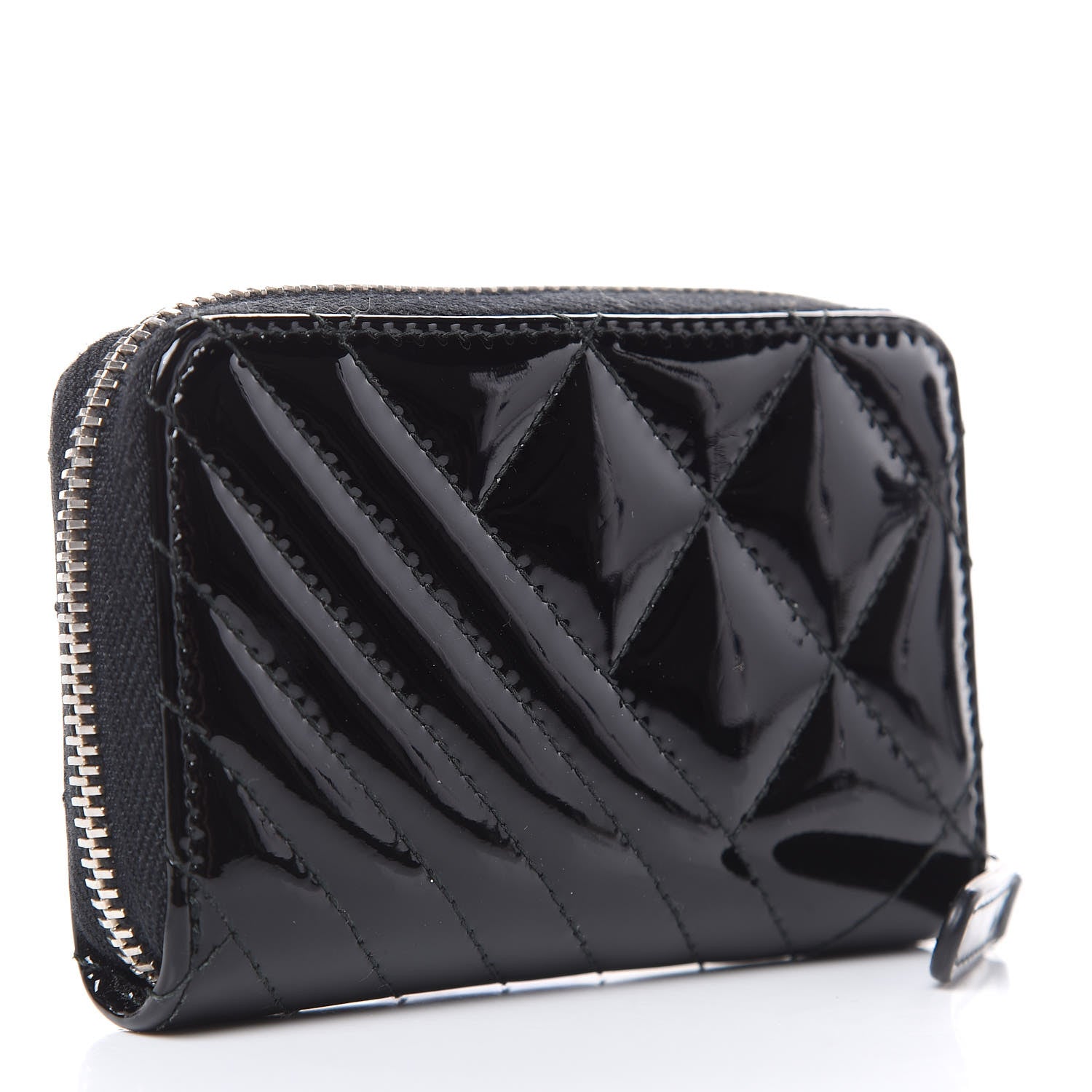 Chanel Patent Quilted Coco Boy Zip Coin Purse Black 3 of 8