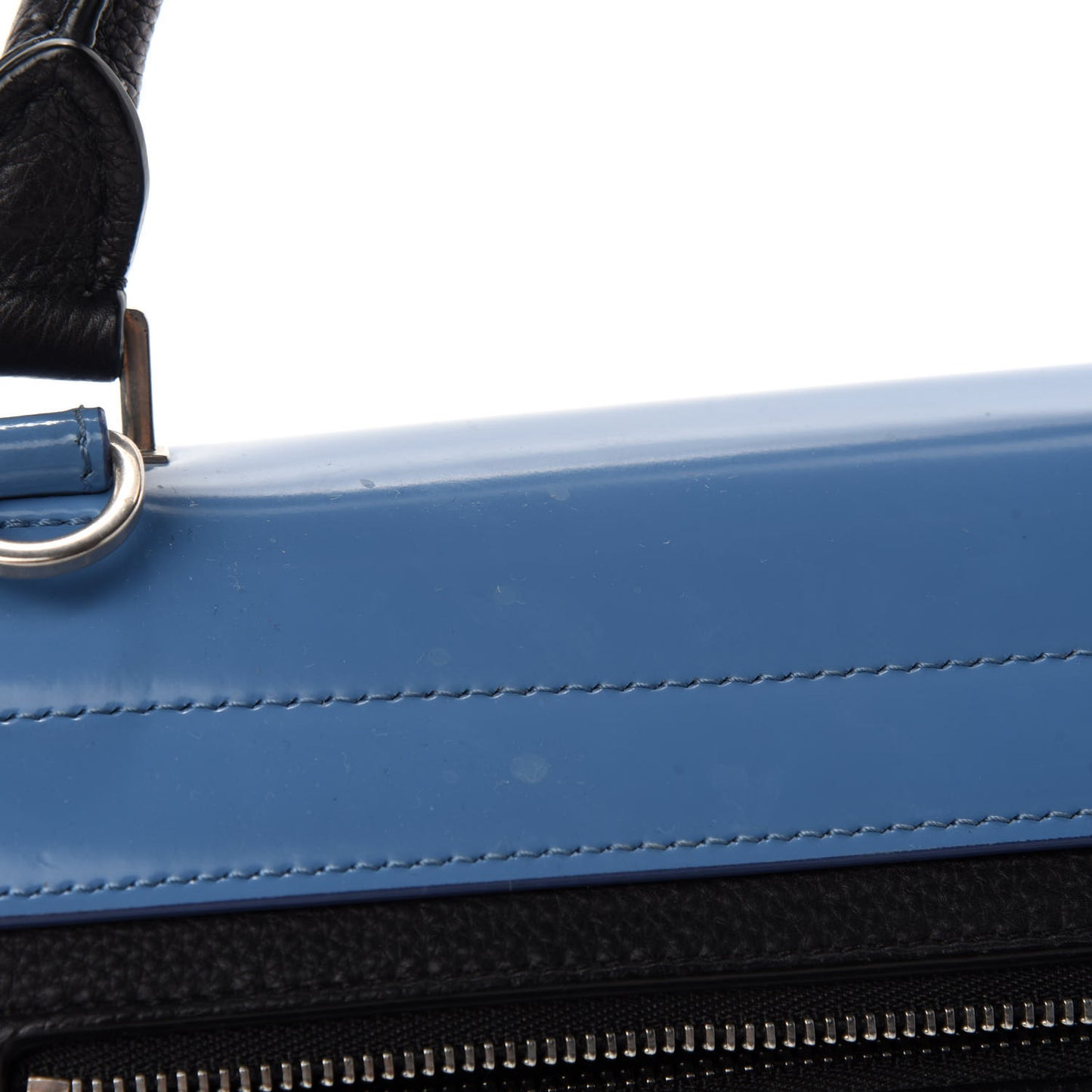 Smooth Calfskin Nubuck Small Tri-Color Trapeze Medium Blue