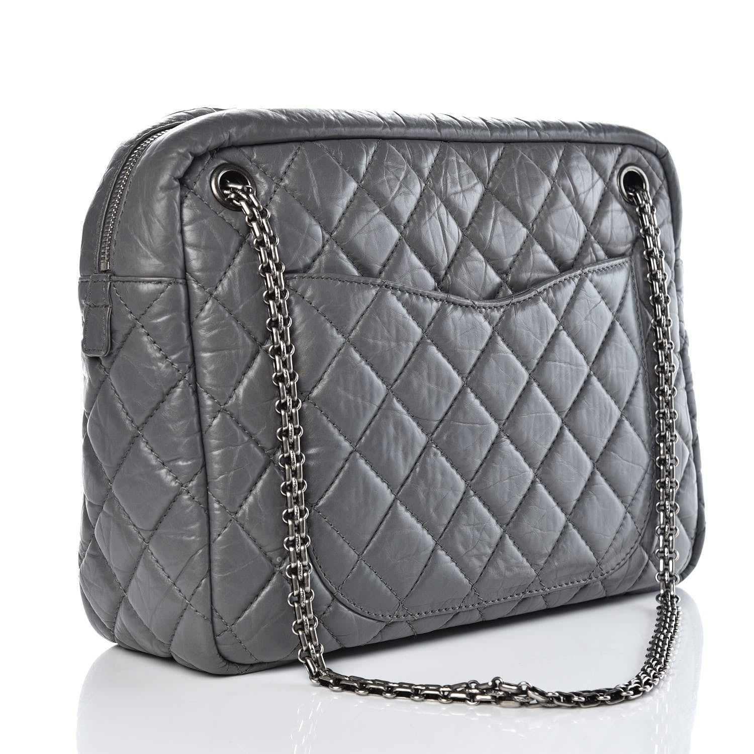 Chanel Aged Calfskin Quilted Large Reissue Camera Case Grey 3 of 8