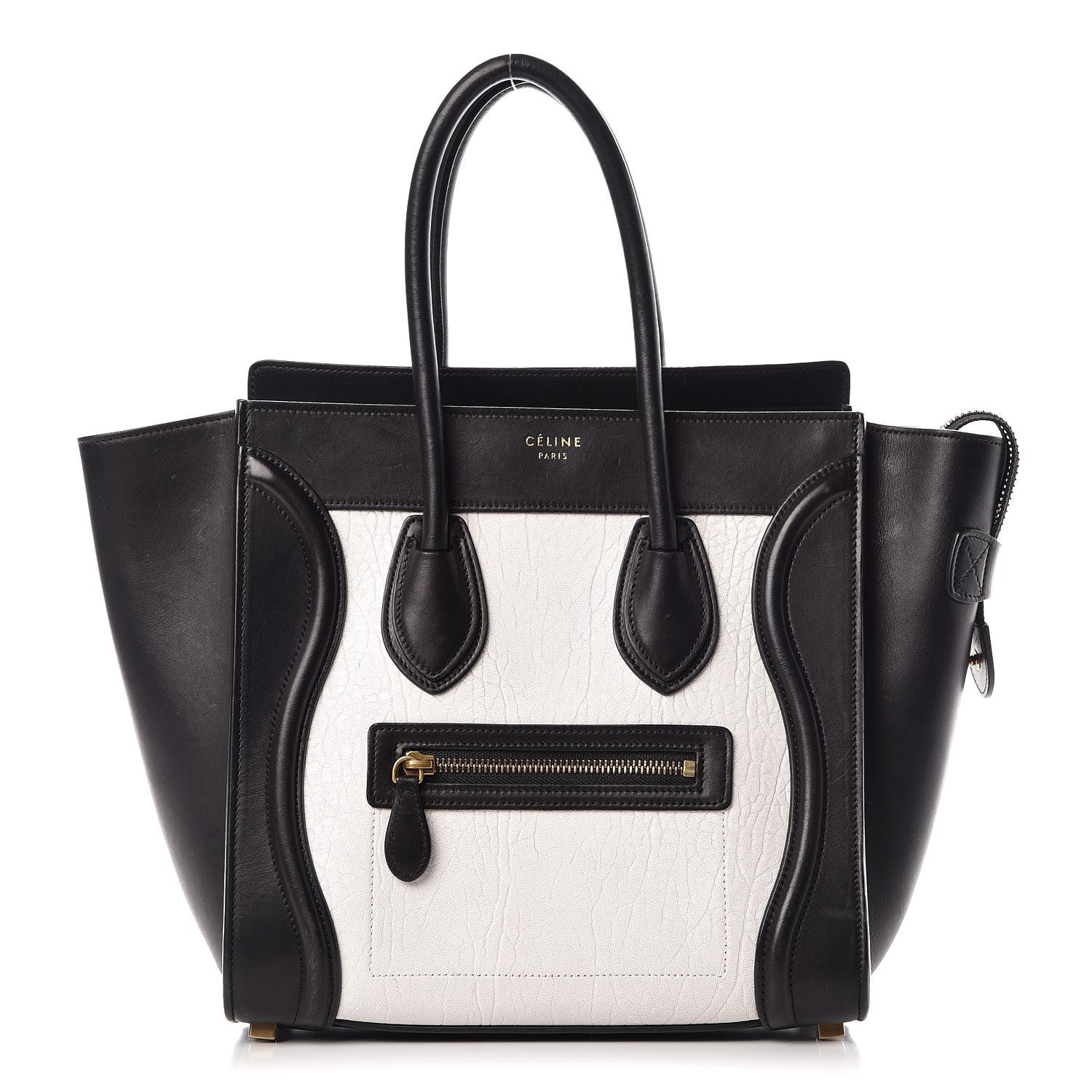 Celine Shrunken Lambskin Micro Bi-Color Luggage Black White 1 of 24