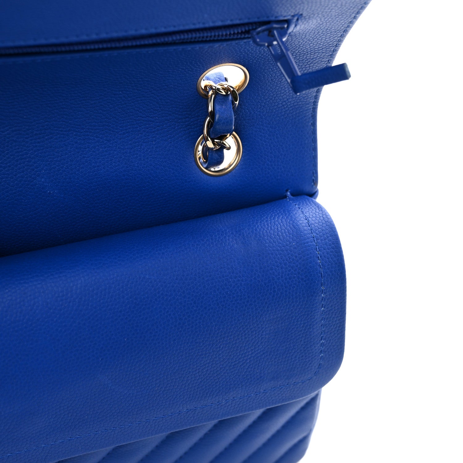 Chanel Caviar Chevron Quilted Small Double Flap Blue 13 of 13