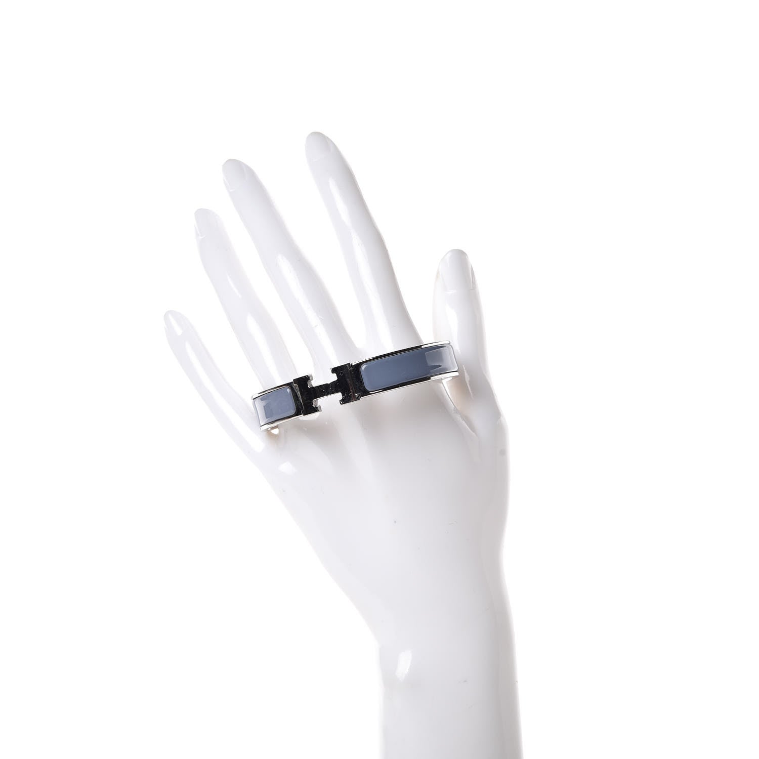 Hermes Enamel Narrow Clic Clac H Bracelet GM Bleu Lin 2 of 5