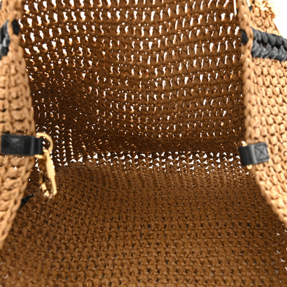 Gucci Raffia Effect Large GG Marmont Shoulder Tote Bag Natural Black 5 of 10