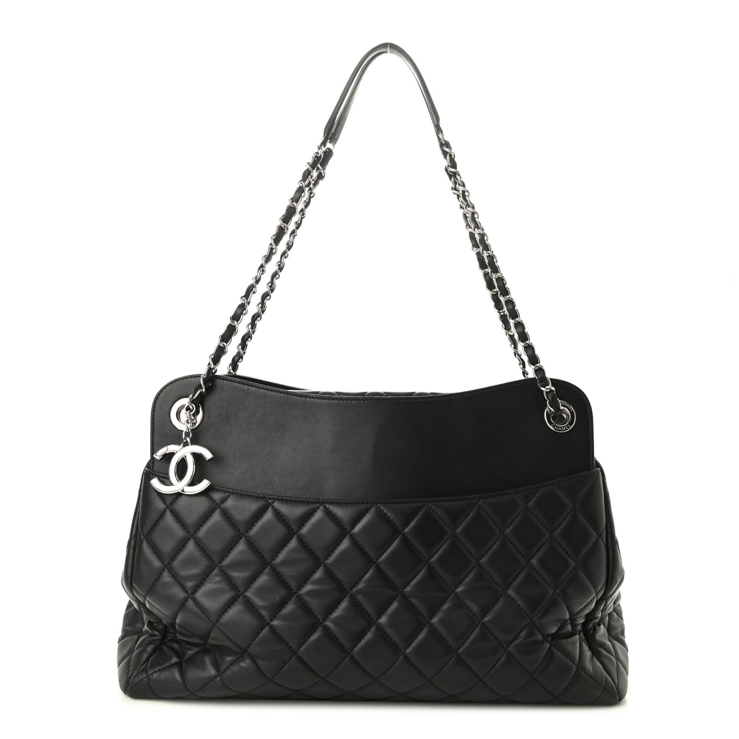 Lambskin Quilted Chanel 7 Large Tote Black