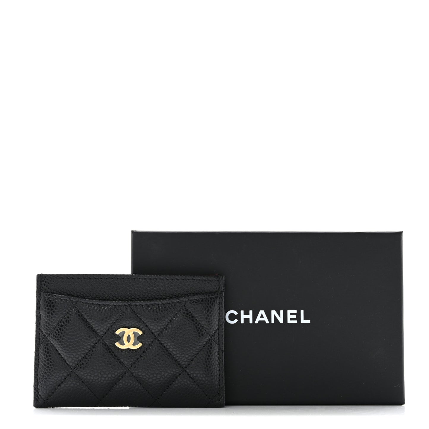 Caviar Quilted Card Holder Black