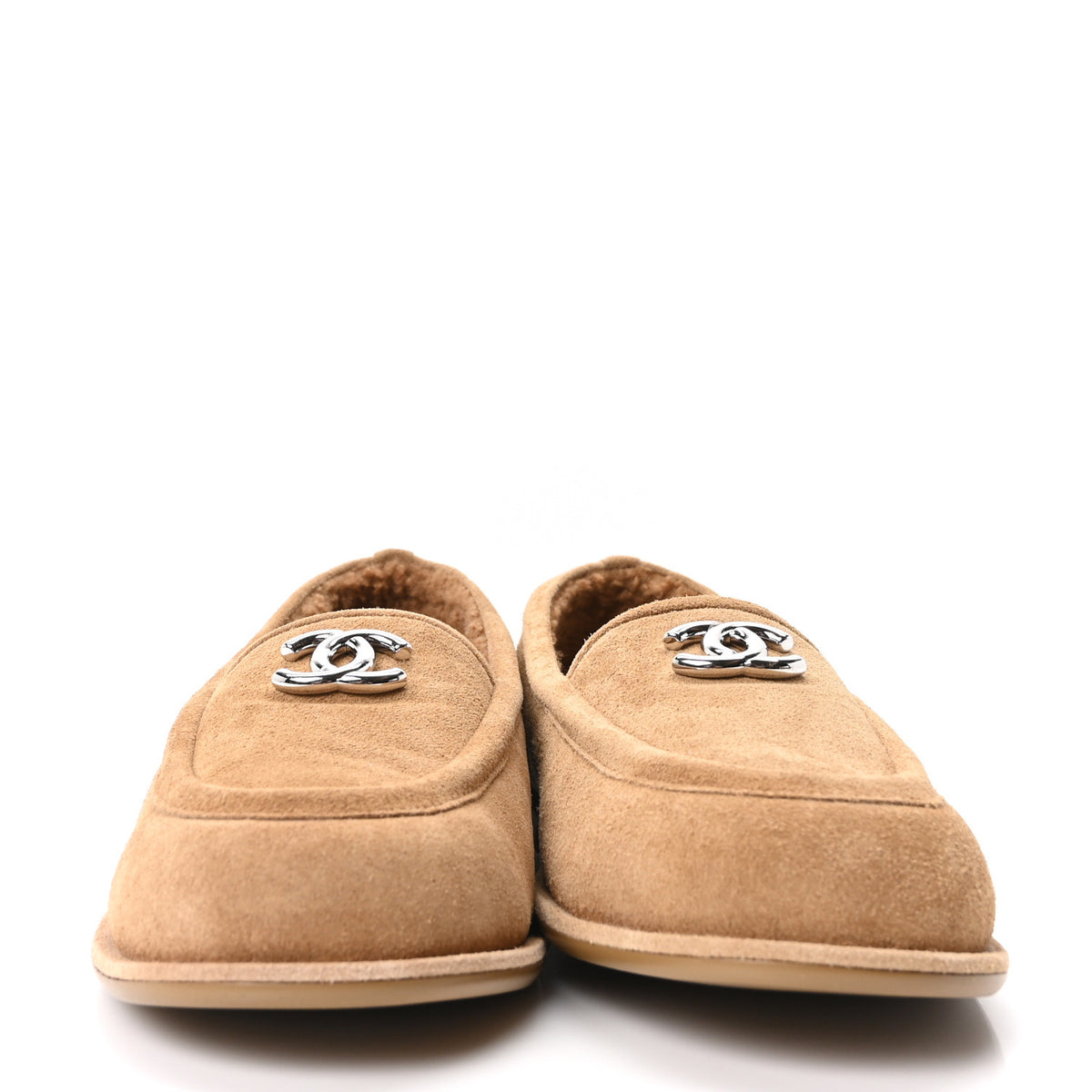 Chanel Suede Calfskin CC Loafers 39.5 Dark Beige 3 of 10