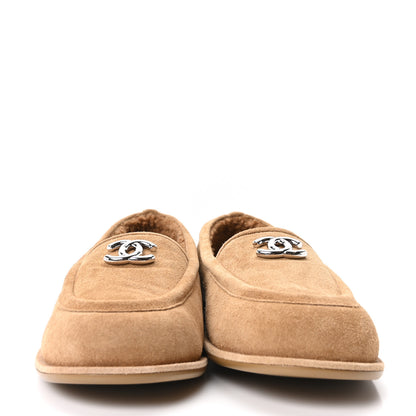 Chanel Suede Calfskin CC Loafers 39.5 Dark Beige 3 of 10