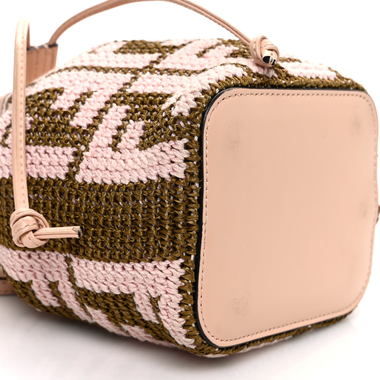 Fendi Raffia Vitello King F is Fendi FF Crochet Mini Mon Tresor Bucket Bag Natural Light Rose 9 of 12