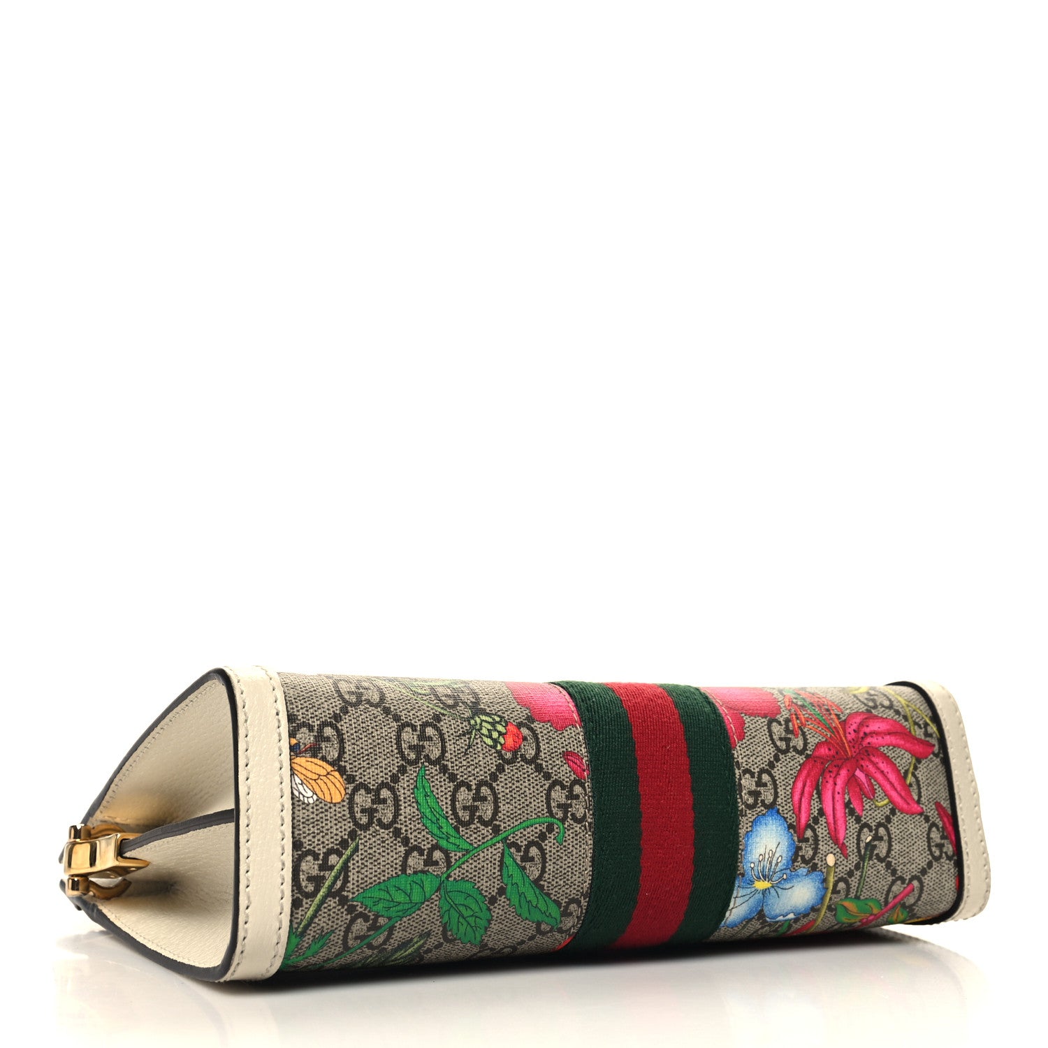 Gucci GG Supreme Monogram Flora Web Small Ophidia Chain Shoulder Bag White 4 of 11