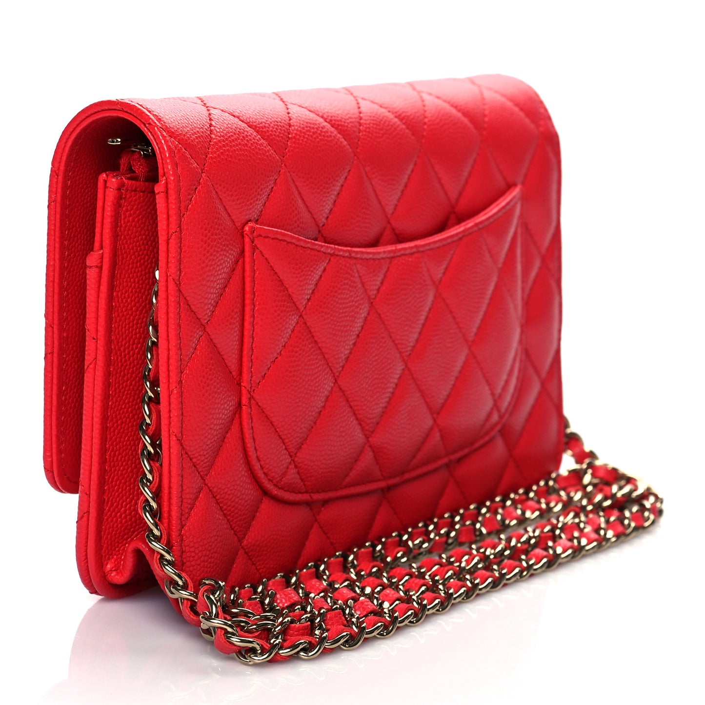 Caviar Quilted Wallet On Chain WOC Red