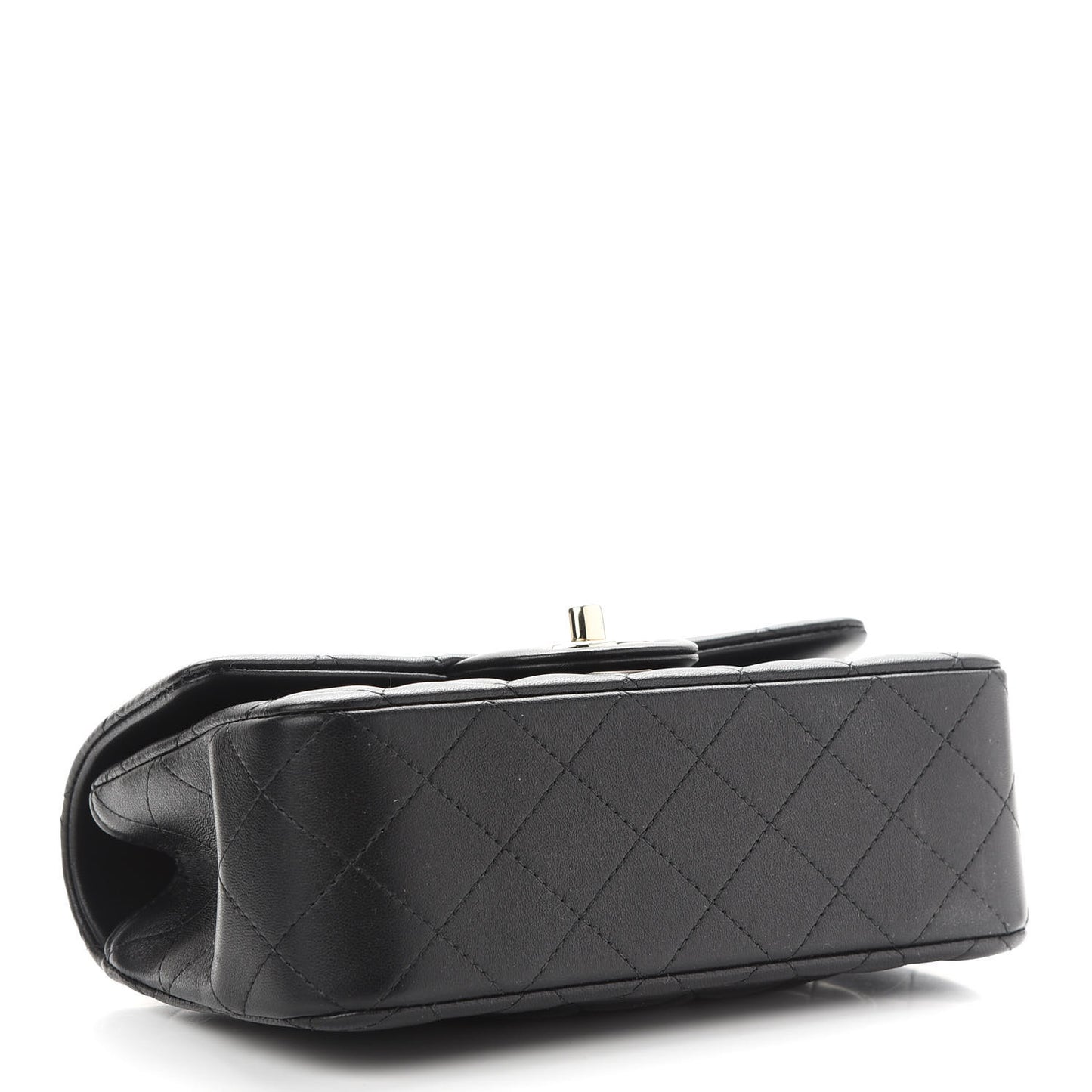 Lambskin Quilted Mini Top Handle Rectangular Flap Black