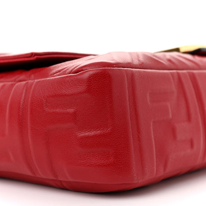 Fendi Nappa FF 1974 Embossed Baguette Fragola 9 of 12