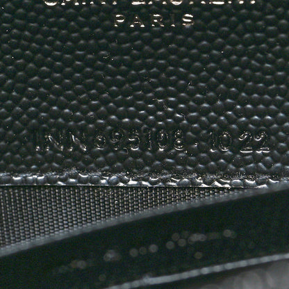Saint Laurent Grain De Poudre Matelasse Chevron Monogram Monochrome Envelope Chain Wallet Black 8 of 11