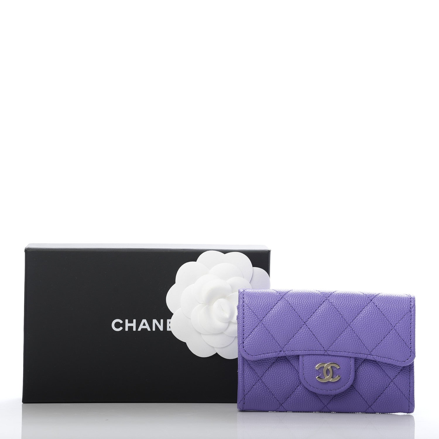 Chanel Caviar Quilted Flap Card Holder Wallet Purple 7 of 7