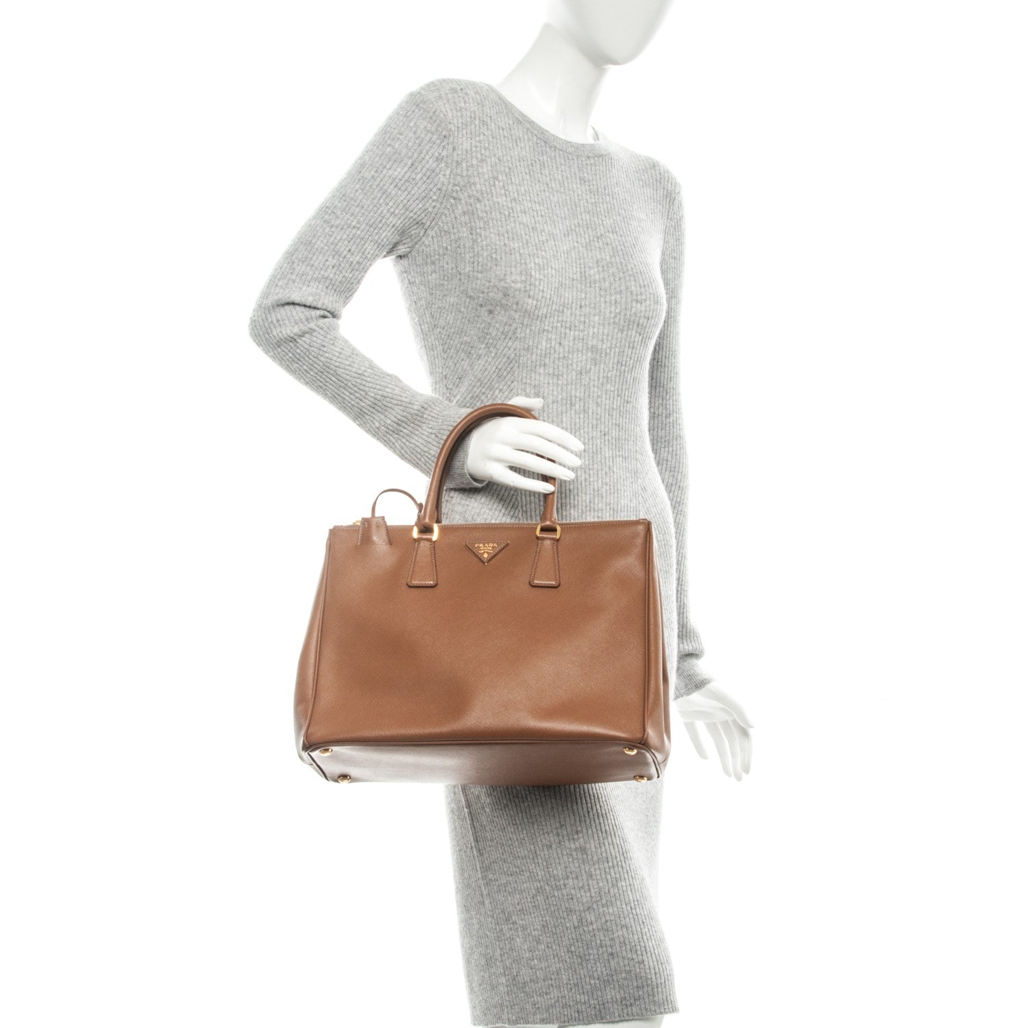 Prada Saffiano Large Galleria Double Zip Tote Caramel 2 of 7