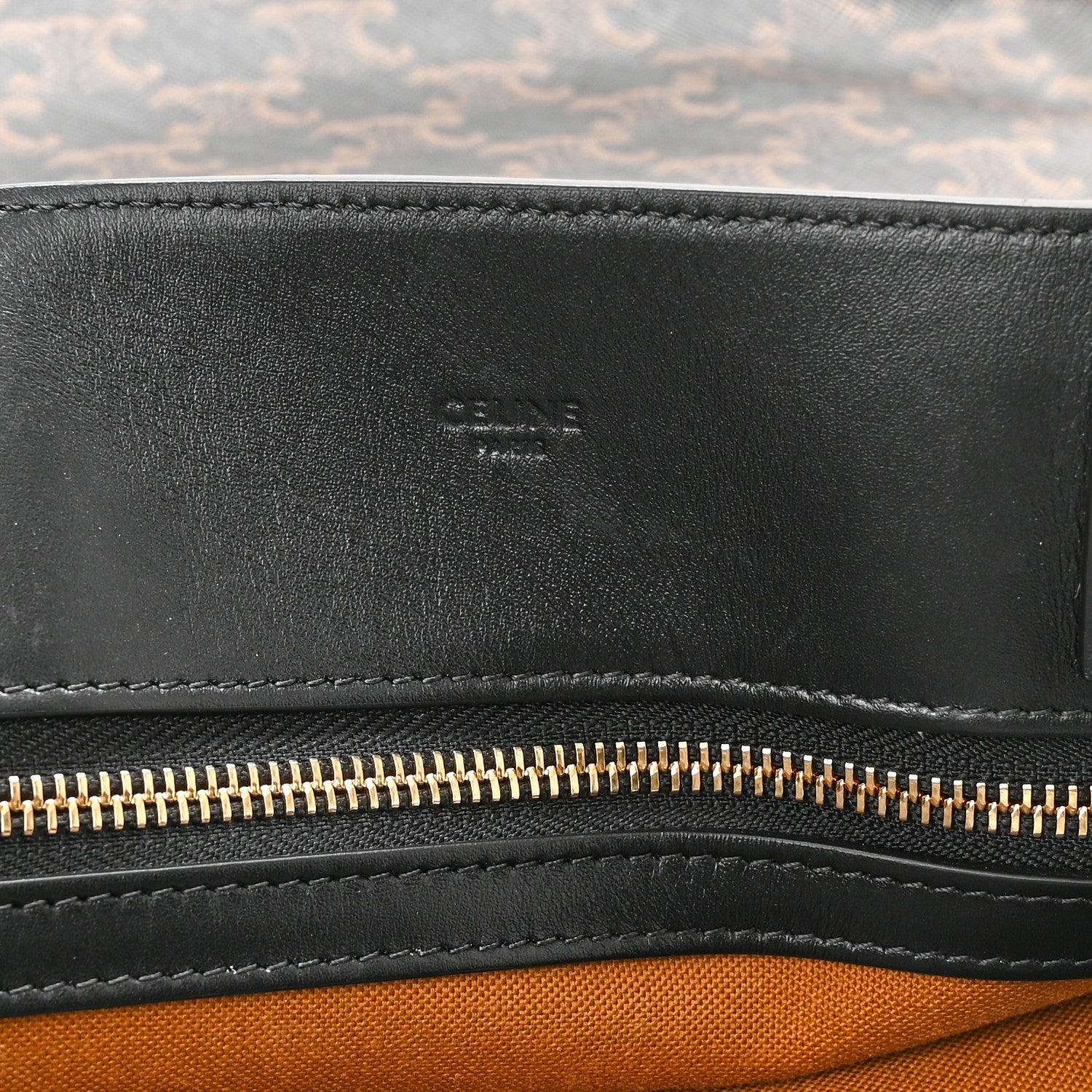 Celine Triomphe Canvas Calfskin Large Vertical Cabas Black 6 of 10