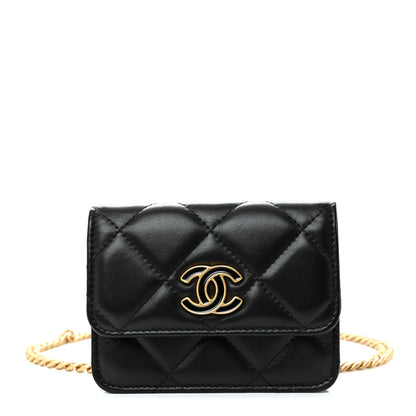 Chanel Lambskin Enamel Quilted Pending CC Flap Belt Bag Black 1 of 11