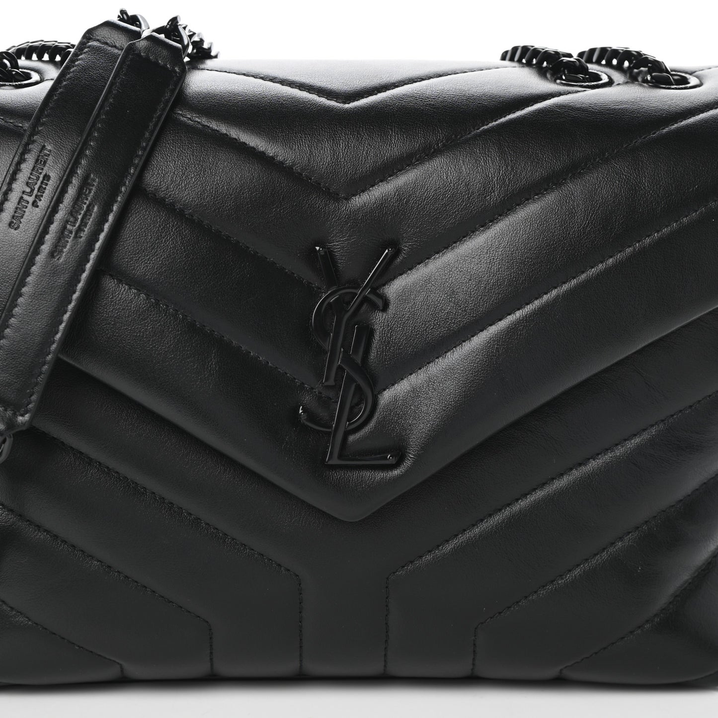 Calfskin Y Quilted Monogram Small Loulou Chain Satchel Black