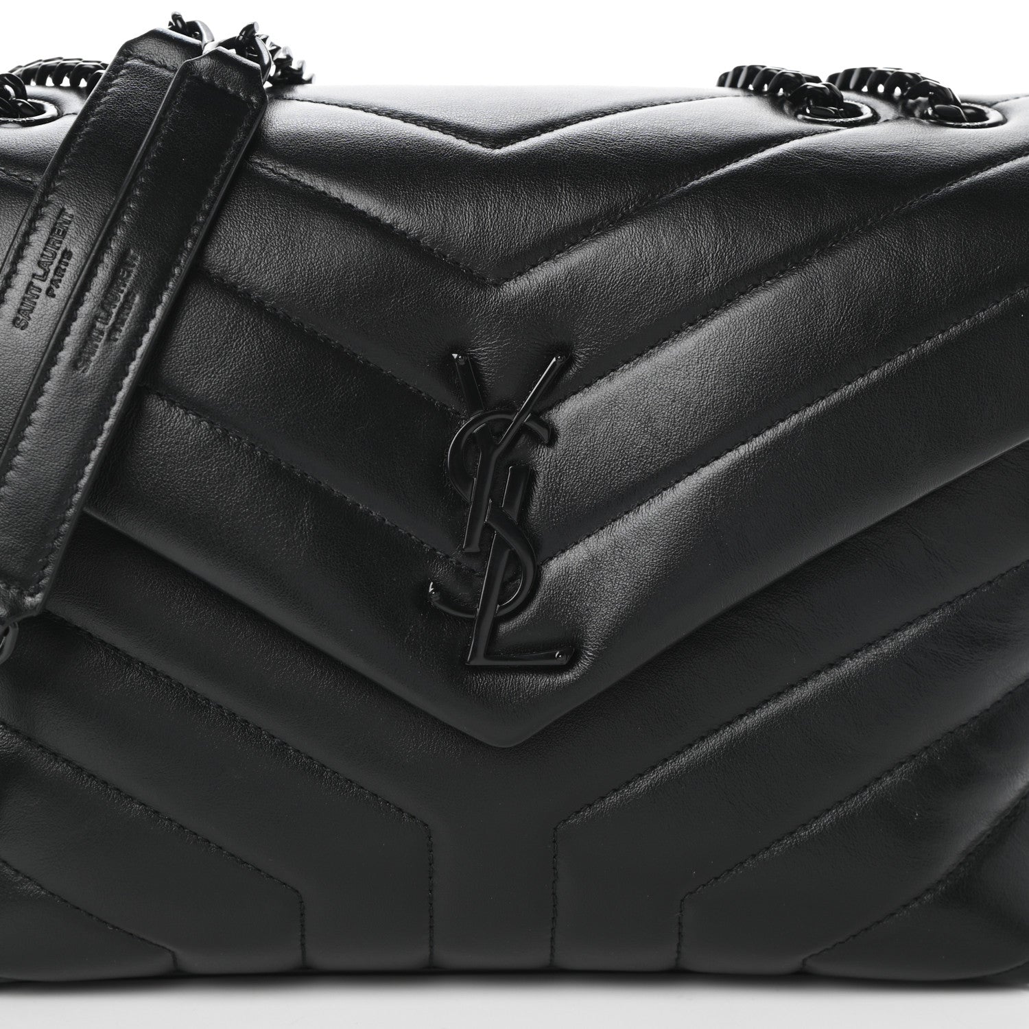 Saint Laurent Calfskin Y Quilted Monogram Small Loulou Chain Satchel Black 7 of 9