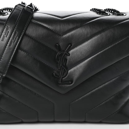 Saint Laurent Calfskin Y Quilted Monogram Small Loulou Chain Satchel Black 7 of 9