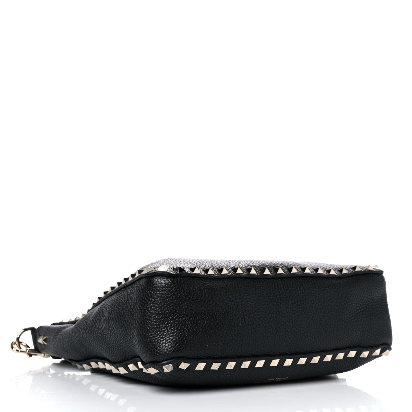 Pebbled Calfskin Large Rockstud Flip-Lock Messenger Bag Black