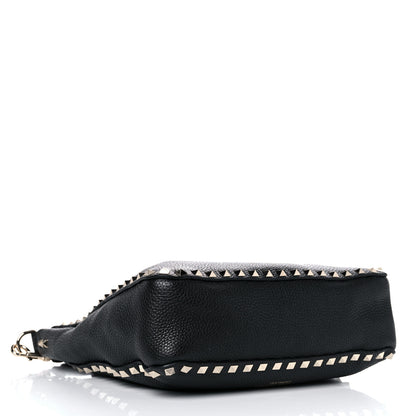 Valentino Garavani Pebbled Calfskin Large Rockstud Flip-Lock Messenger Bag Black 4 of 8