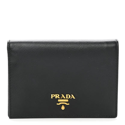 Prada Saffiano Metal Bi-Fold Wallet Black 1 of 8