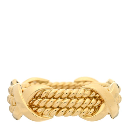 Tiffany 18K Yellow Gold Schlumberger Rope 3 Row X Ring 53 6.5 3 of 4